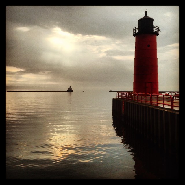 lighthouse on Lake Michigan