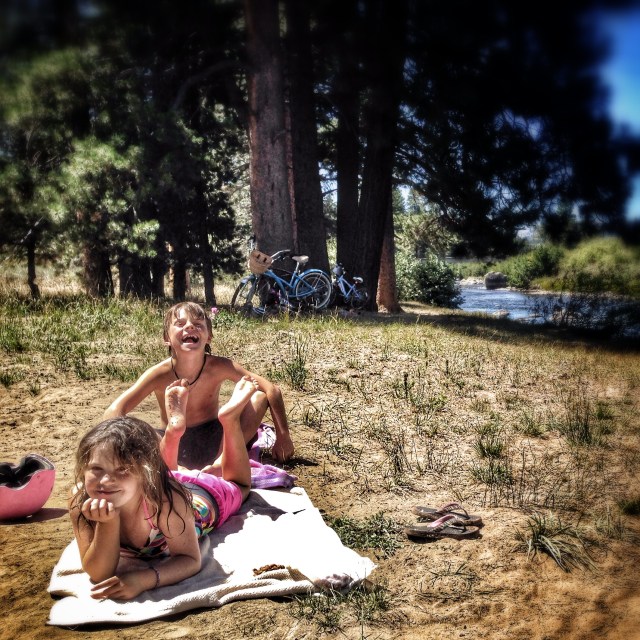 Avian and Stephen during a lazy bike ride to the Truckee River