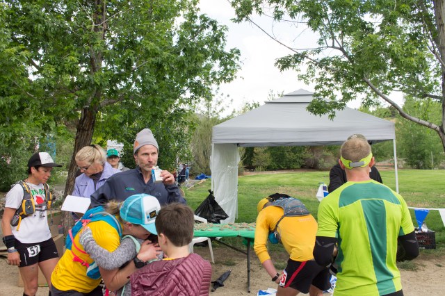 hugs at the finish. Photo by Drew Cortright