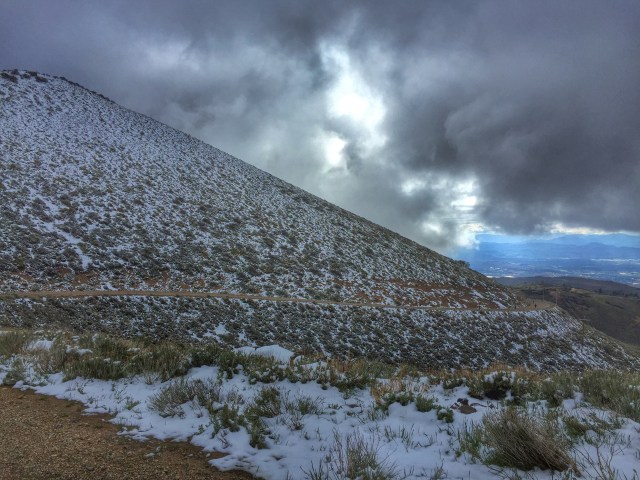 almost to the aid station, looking back