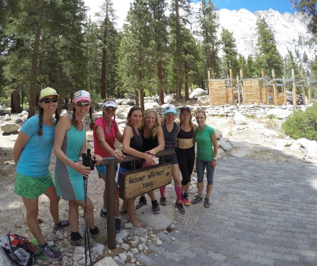 Janel, Gretchen, Betsy, Brittany, Angela, Jenelle, Claire, and Audrey at the trailhead