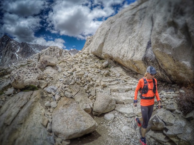 Claire coming down from Trail Camp