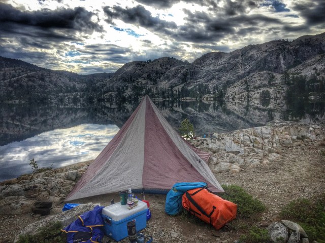 JP set up a little shade/rain shelter for us